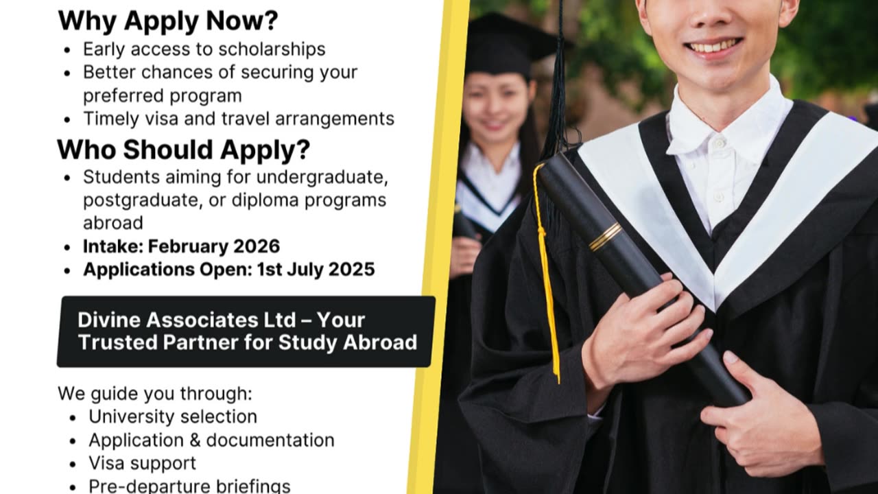 Study Abroad Journey – February 2026 Applications Open July 1st with Divine Associates Ltd!