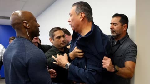 US senator dragged out of LA news conference and handcuffed