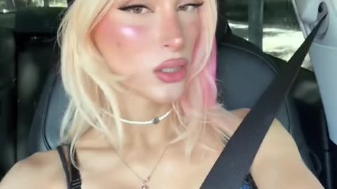 A doll tgirl inside the car here with you