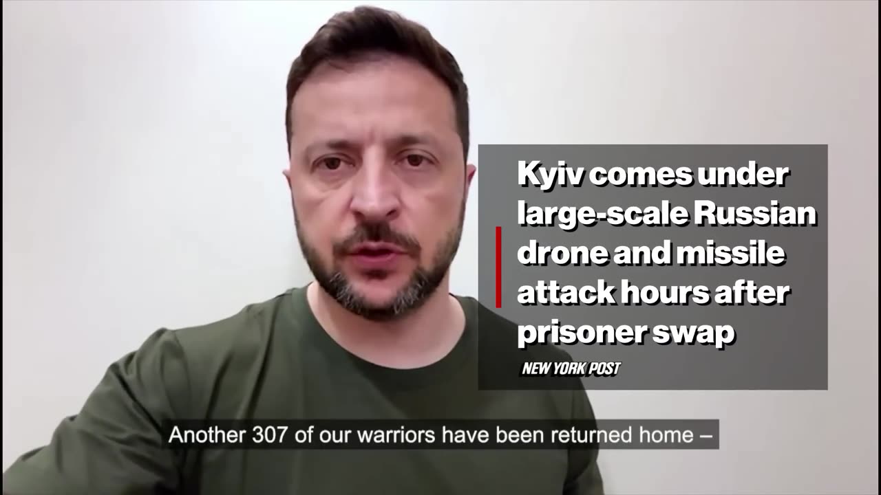 Kyiv comes under large-scale Russian drone and missile attack hours after prisoner swap