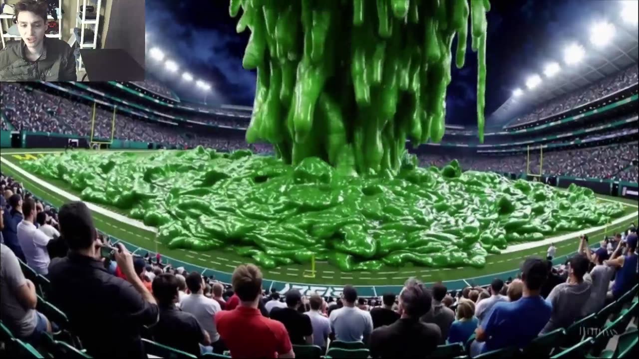 Outtake #1,138 Of Large Green Slime Spill In A Professional Football Stadium Fake Funny Parody Video