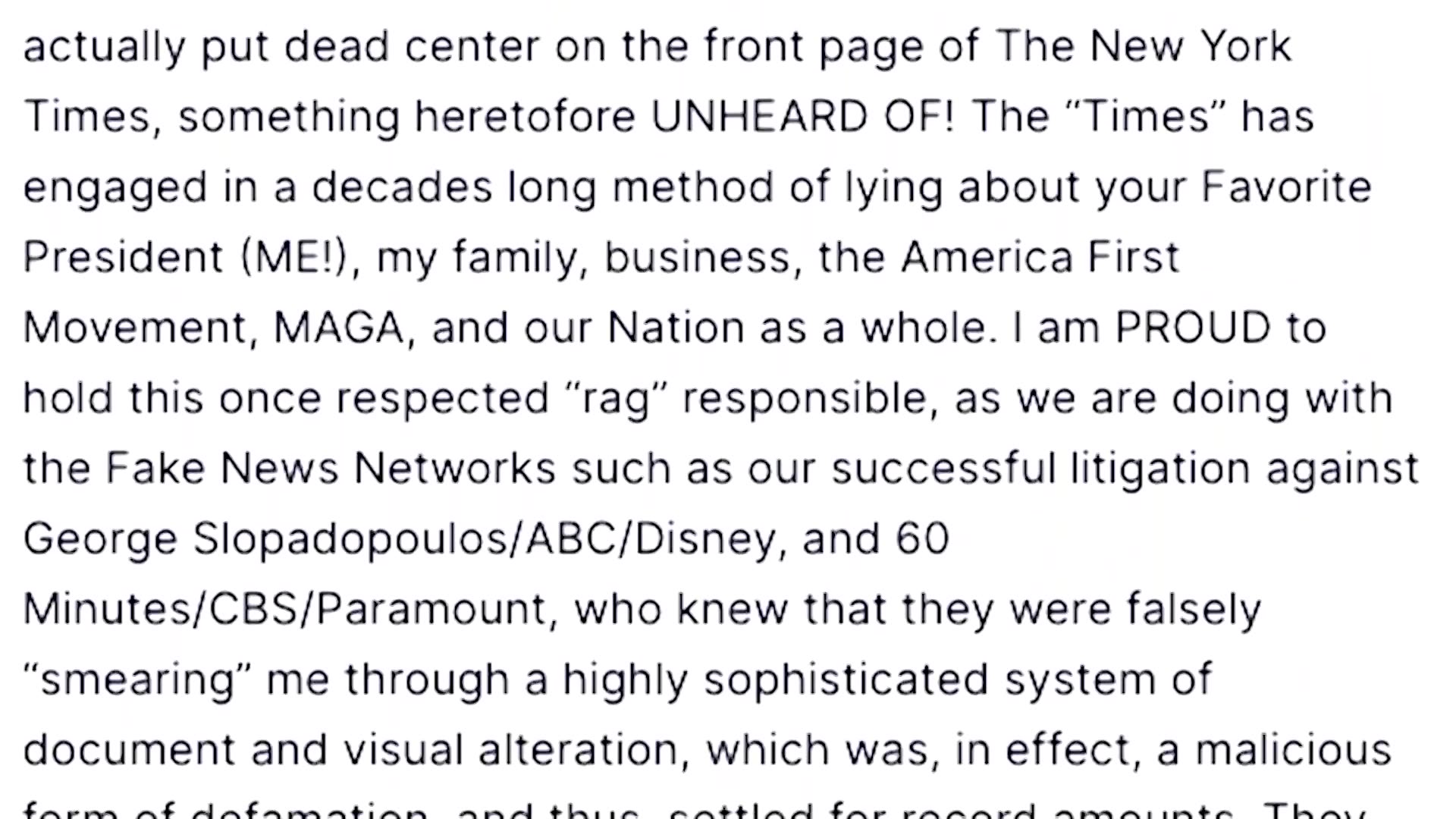 Trump to file $15 bln defamation suit against New York Times