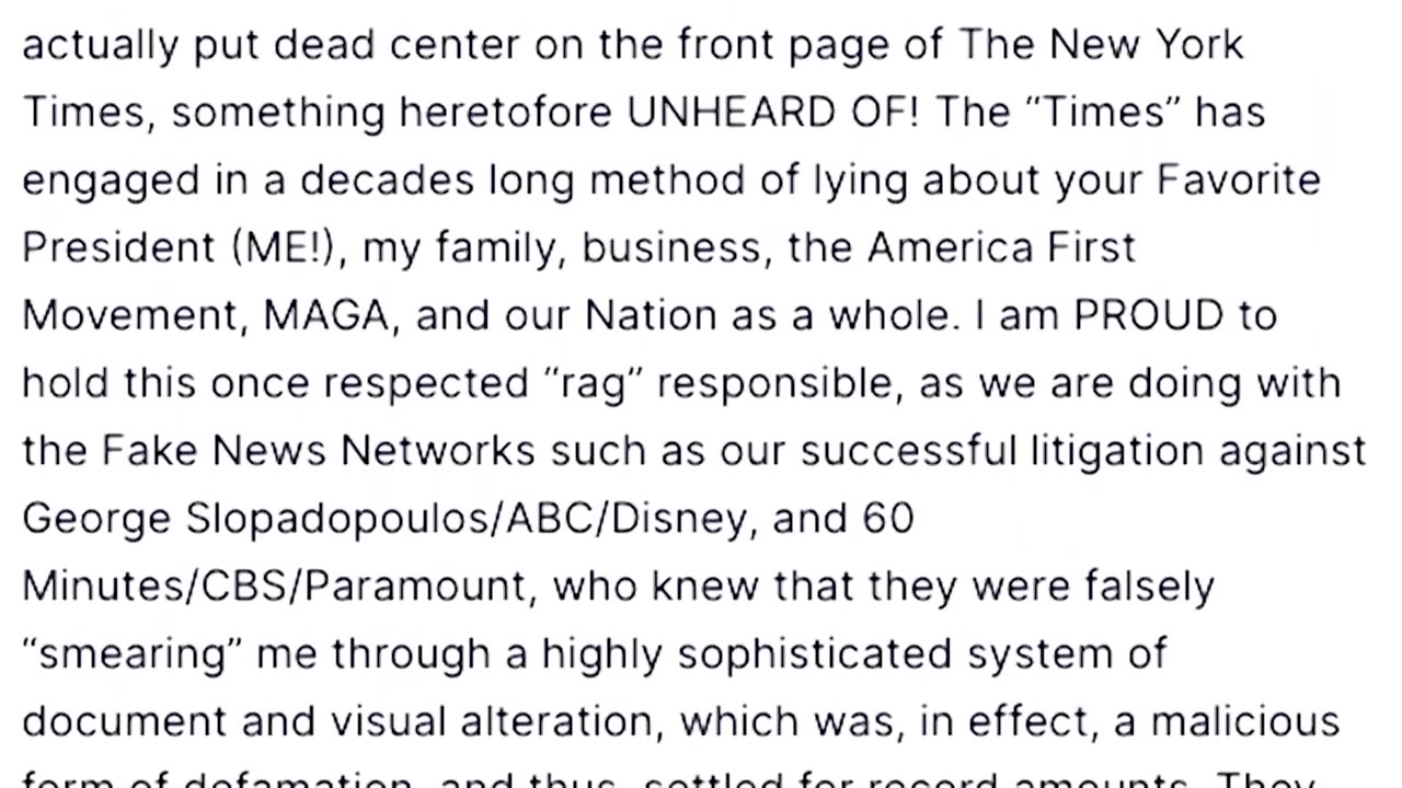 Trump to file $15 bln defamation suit against New York Times