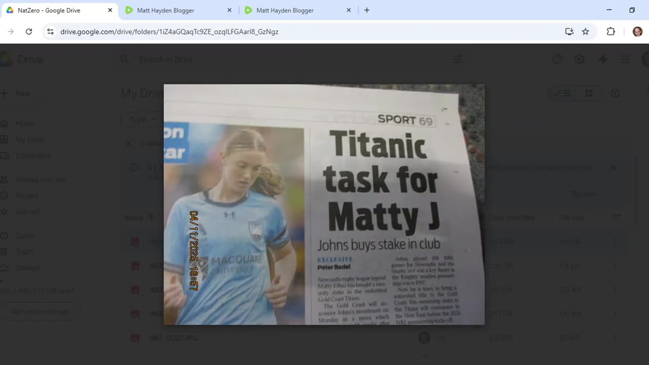 Sydney paper has Nat on the front, Matty on the back and another creepy symbolic matrix in between