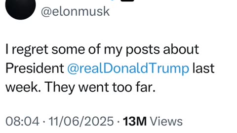 Elon Musk says he regrets post he made about Donald Trump