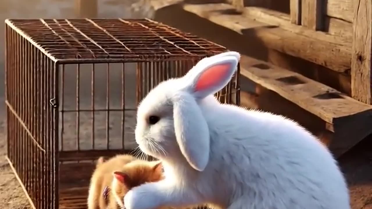 The rabbit needs to transform to save the kitten. 🐰 #RabbitRescue #CuteAnimals #AnimalRescue