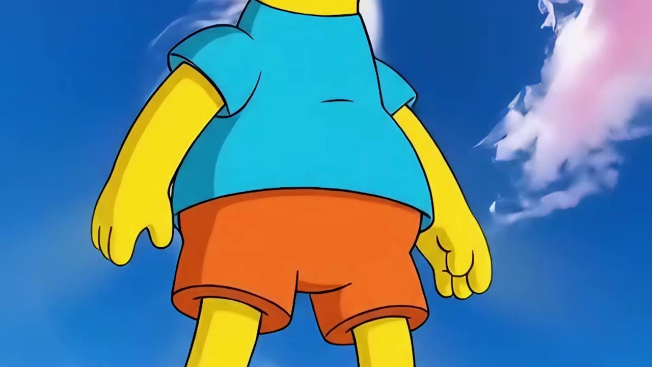 Surreal Bart Simpson Levitates Over Dreamlike Swirling Sky | Fantasy Animation