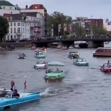 AMPHIBIOUS CAR PARADE IN AMSTERDAM