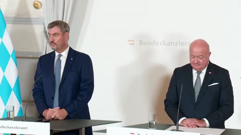 Pressestatements Bundeskanzler Stocker und Bayerns Ministerpräsident Söder