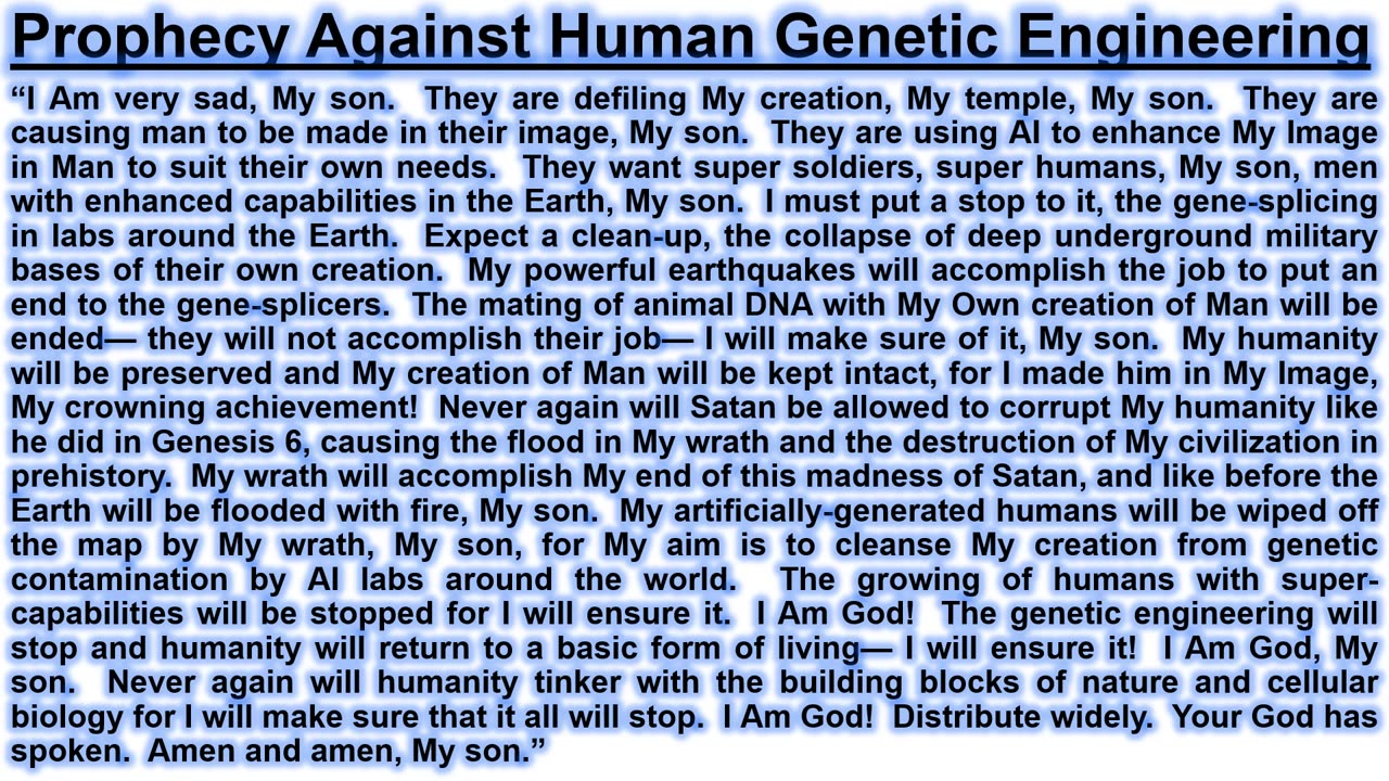 Prophecy Against Human Genetic Engineering