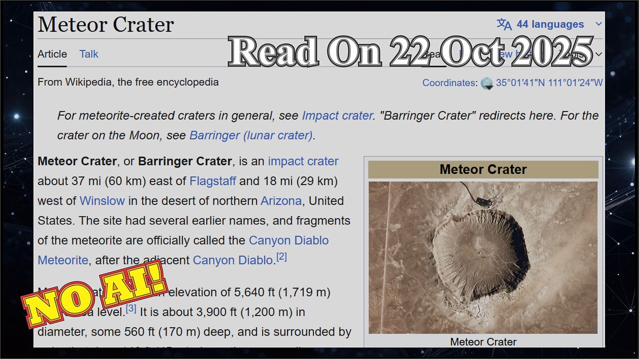 Meteor Crater (No AI) - 22 October 2025