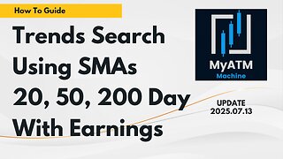 Trends Search Using SMA 20, 50, and 200 Days Simple Moving Averages - With Earnings - Wheel Strategy