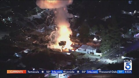 Wild video shows controlled burn igniting explosives at destroyed Pacoima home, sending fireball int