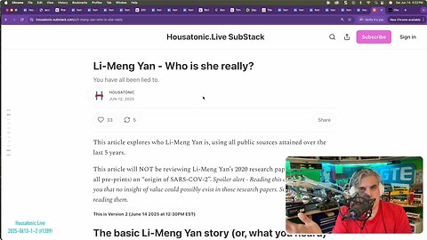Reading latest Housatonic.Live substack - Li-Meng Yan (Ep 1288 v2) June 14 2025