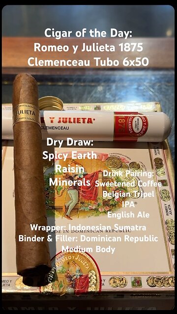 Romeo y Julieta 1875 Clemenceau En Tubos 6x50 Toro (Parejo) #Short #Shorts #CigarOfTheDay #Review