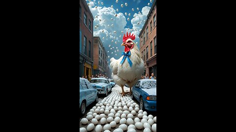 chicken Egg rain on the city. #chicken