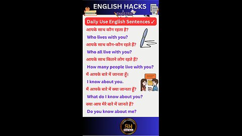 Daily use of English Sentences you need to know 01 #studyhacks123 #spokenenglishguru #shorts