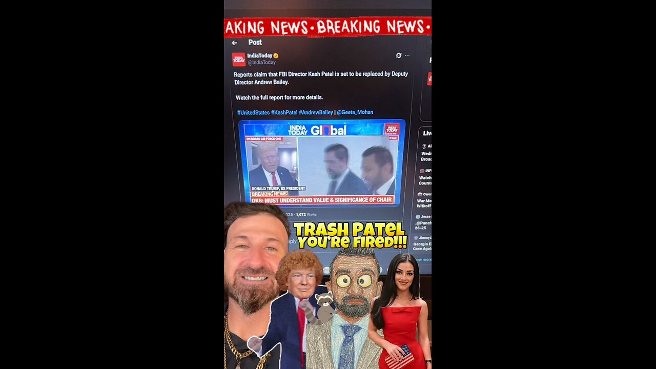 #KashPatel Fired? India Today Reporting that #Trump is about to take out the Trash👈