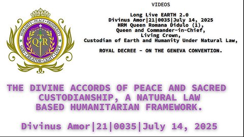THE DIVINE ACCORDS OF PEACE AND SACRED CUSTODIANSHIP, A NATURAL LAW BASED HUMANITARIAN FRAMEWORK.