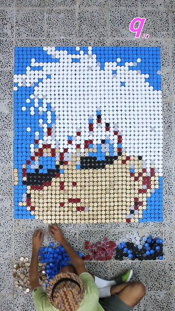 INSANE! Gojo Satoru 3D Art Made from 1,872 Bottle Caps 🤯