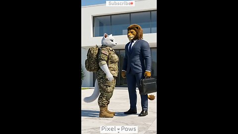 Army Cat and Lion Love Story – An Unforgettable AI Animation ❤️🐱🦁