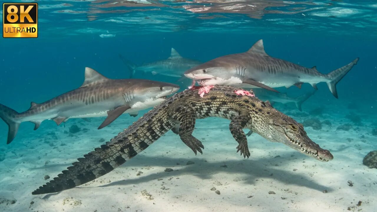 Tiger Sharks vs. Saltwater Crocodile: Ocean’s Deadliest Predators Clash! 🦈🐊🔥