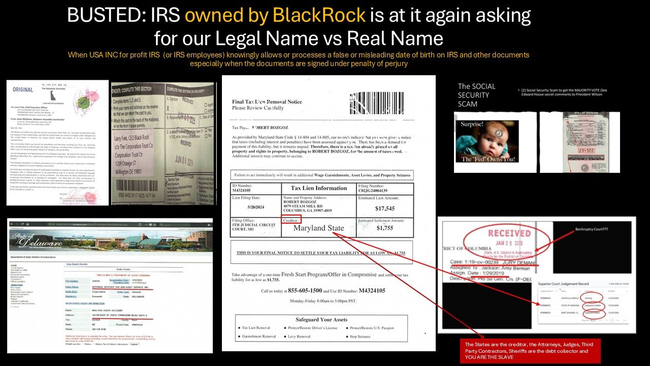 IRS - BUSTED AGAIN - GET IT RIGHT PEOPLE THE USA INC IS USING YOUR