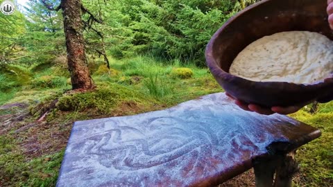 CAMPING after Storm, cooking meatloaf in Forest