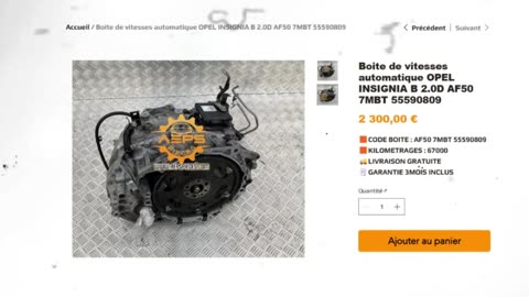 AEPSPIECES.COM - Boite de vitesses automatique OPEL INSIGNIA B 2.0D AF50 7MBT 55590809
