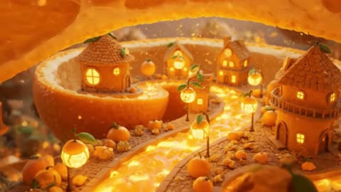 Orange Spiral Town 🍊 | A Magical City Inside a Peeled Orange | Citrus Fantasy World
