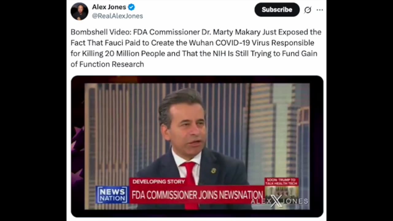 ALEX JONES (X) Fauci Paid to Create the Wuhan Virus Responsible for Killing 20 Million People