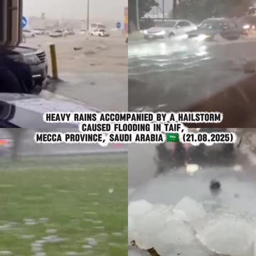 🌊Heavy rains accompanied by a hailstorm caused flooding in Taif, Saudi Arabia 🇸🇦 (21.08.2025)