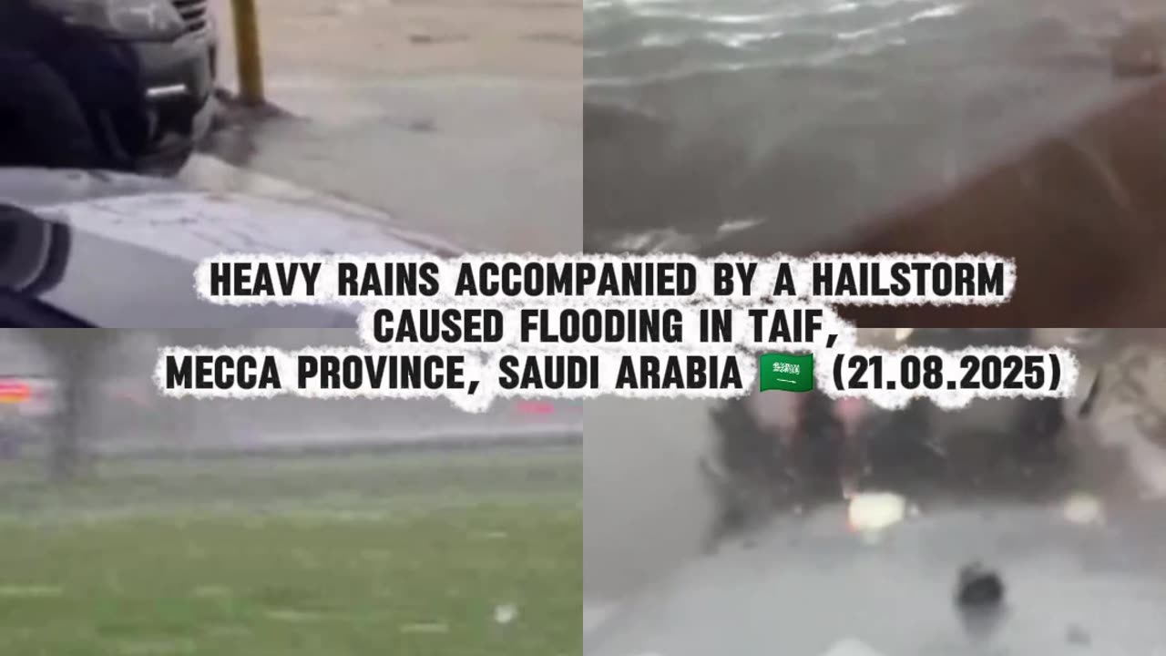 🌊Heavy rains accompanied by a hailstorm caused flooding in Taif, Saudi Arabia 🇸🇦 (21.08.2025)