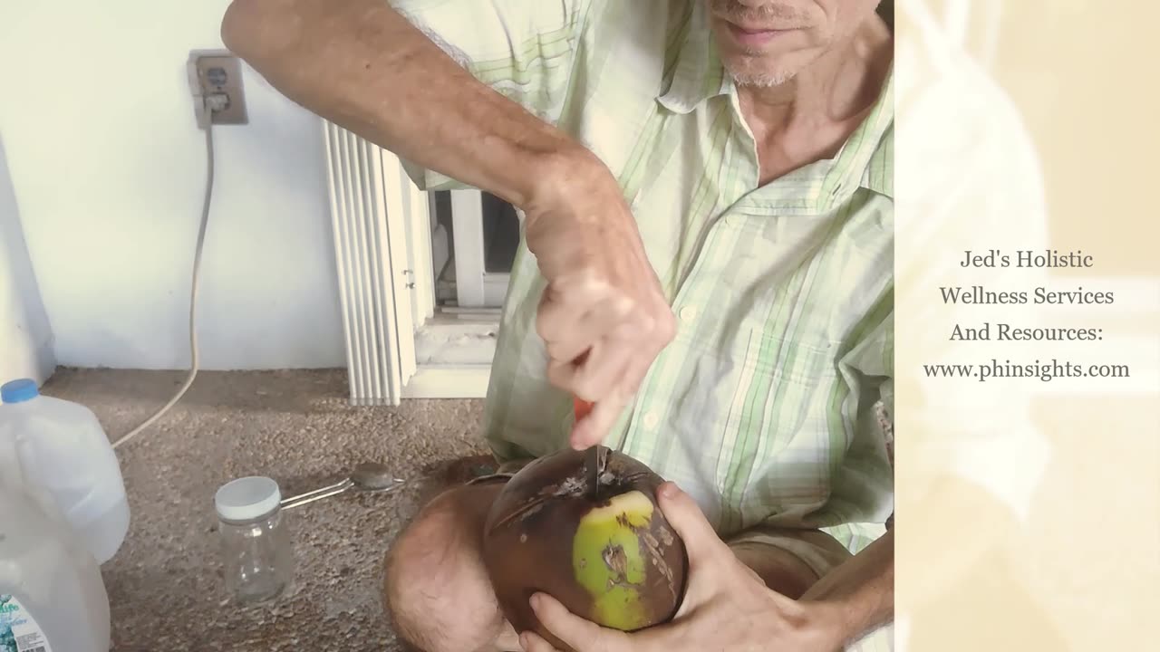 How To Open A Green Coconut (Immature Coconut) For Coconut Water - Jed Shlackman, M.S. Ed.
