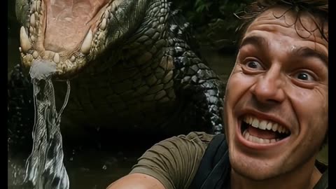 suicidal selfie with crocodile