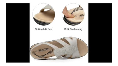 DREAM PAIRS Women’s Comfortable Arch Support Dressy Flat Sandals Elastic