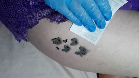 Blue buterflies temporary tattoo sticker magic art design