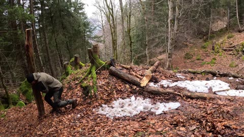 BUILDING Warm and Cozy SURVIVAL SHELTER - Wood Stove Cooking