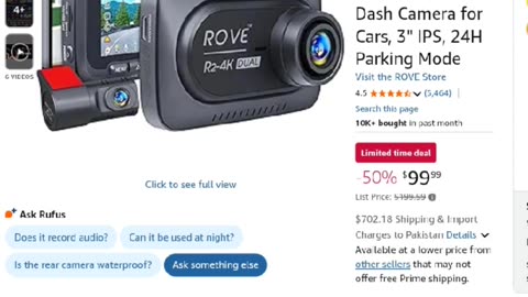 ROVE R2-4K DUAL Dash Cam Front and Rear, STARVIS 2 Sensor,
