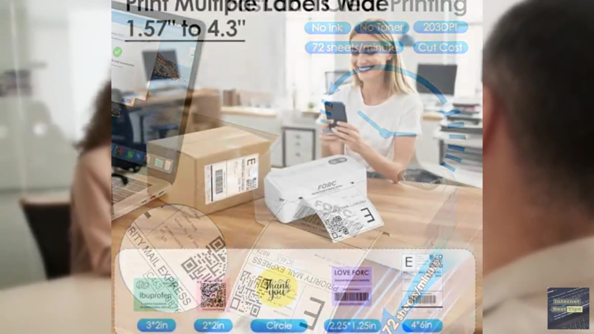 Forc Shipping Label Printer,4X6 Thermal Label Printer for Small Business & Offic