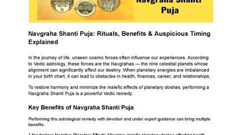 Navgraha Shanti Puja Explained: Rituals, Benefits & Best Time to Perform