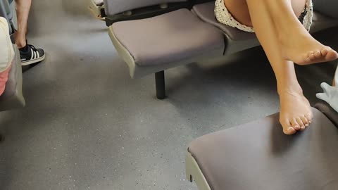 Candid Mature Girl Barefoot Feet in Train