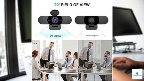 EMEET 1080P Webcam with Microphone, C960 Web Camera, 2 Mics Streaming Webcam, 90°FOV Compu
