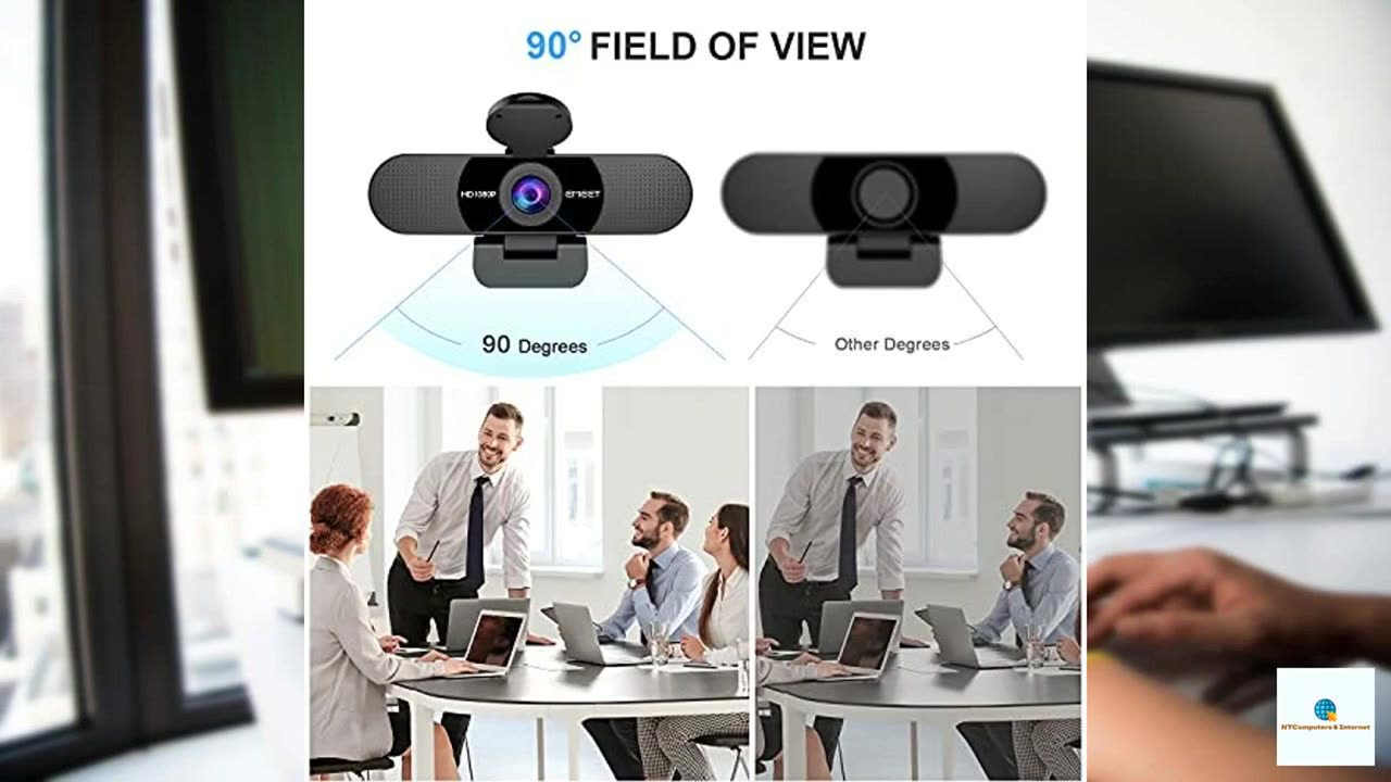 EMEET 1080P Webcam with Microphone, C960 Web Camera, 2 Mics Streaming Webcam, 90°FOV Compu