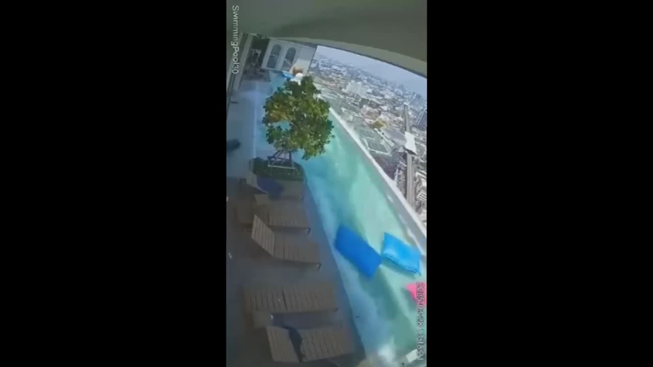 CCTV Roof Top Pool Earthquake