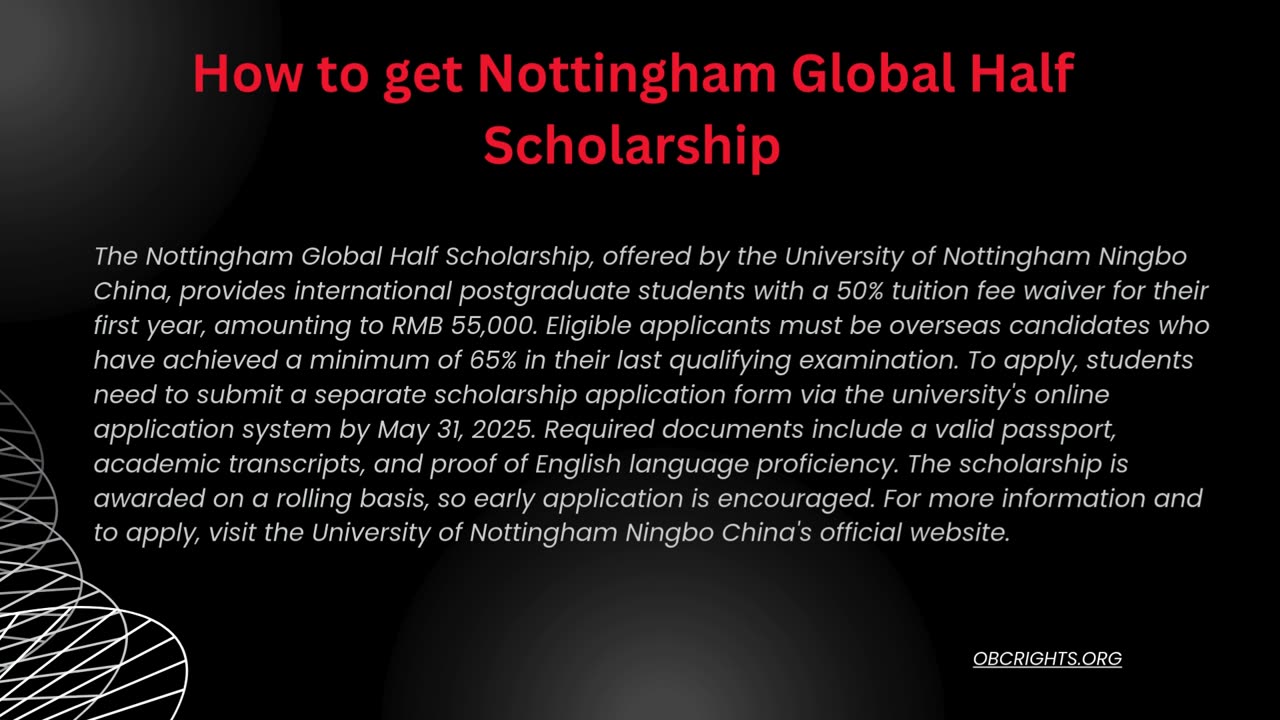 How to get Nottingham Global Half Scholarship