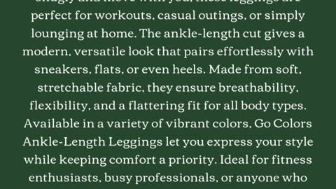 Go Colors Ankle-Length Leggings – Comfort Meets Style