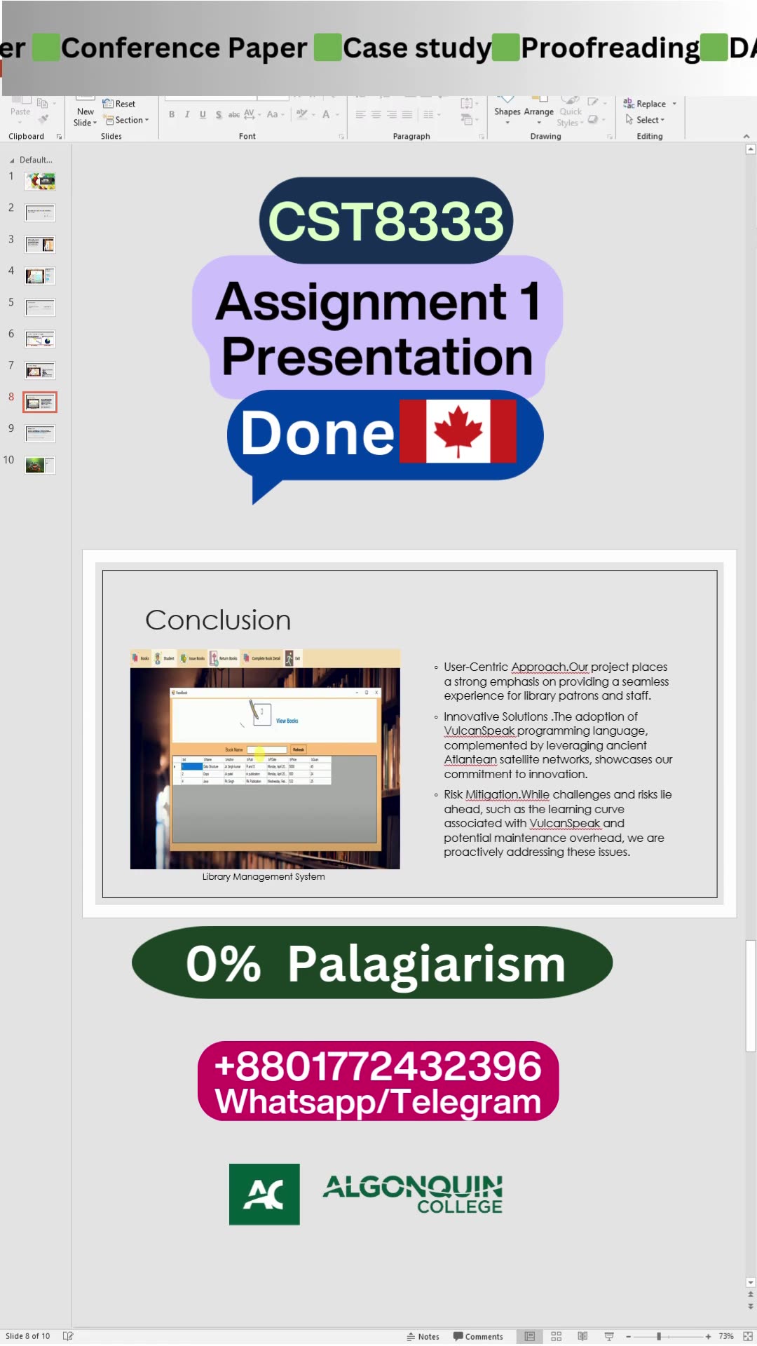 Student Work (Assignment)| CST8333 Assignment 1 PPT Programming Language Research| Algonquin College