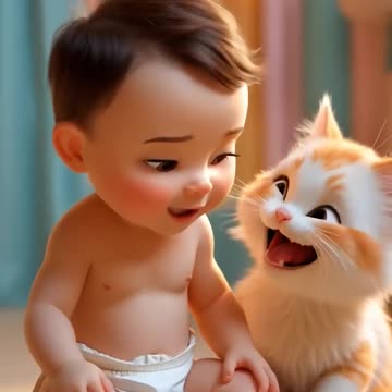 Baby and Kitten Get a Funny Surprise! 😂