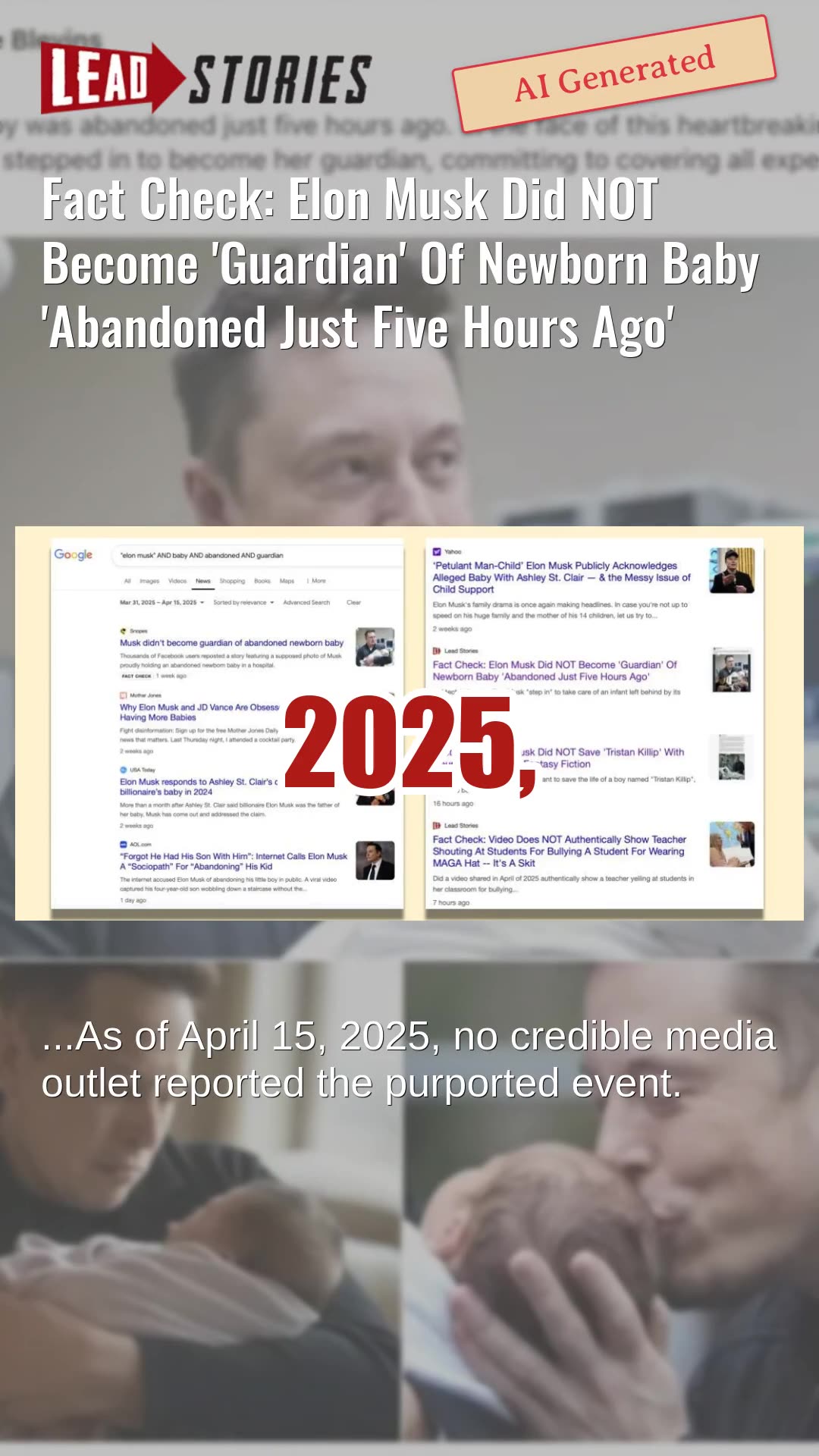 Baby Factcheck Fact Check: Elon Musk Did NOT Become 'Guardian' Of Newborn Baby ...